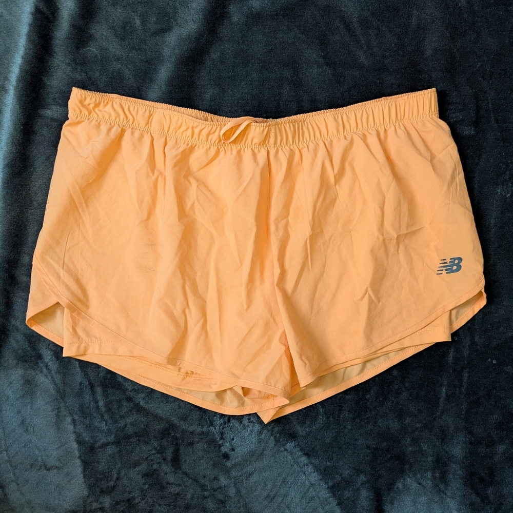 Women's New Balance Running Shorts Size XL Neon Peach W/ Spandex